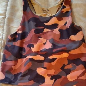 Old Navy Orange Brown Sleeveless Graphic Crop Tank